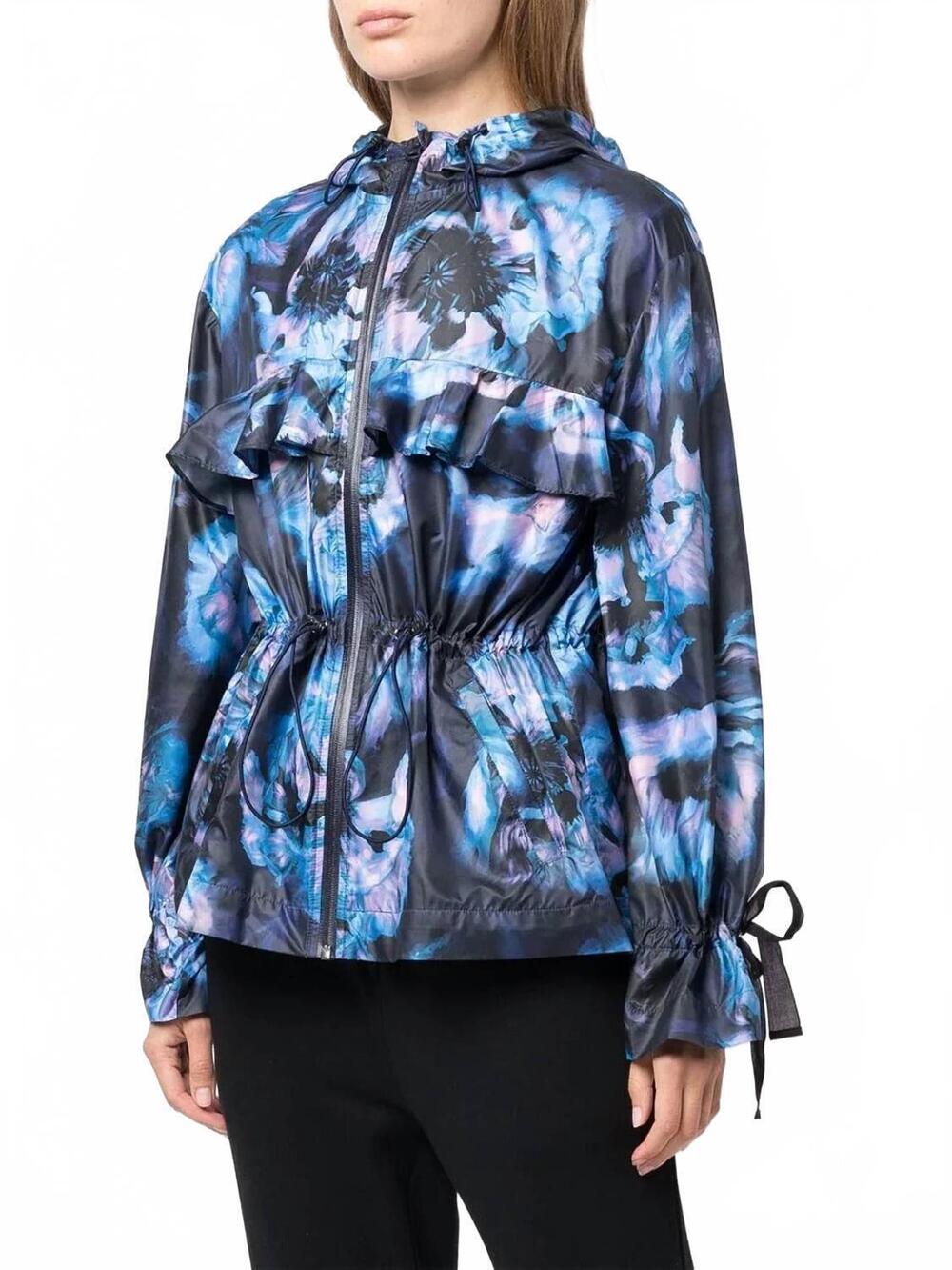 NEW MARCHESA ATHLEISURE mecoly jacket in blue wild poppy print